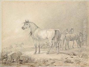 Wild Horses Gathering During A Storm by Friedrich Karl Joseph Simmler