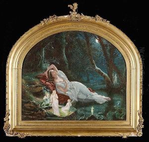 Titania Sleeping In The Moonlight Protected By Her Fairies by John Simmons
