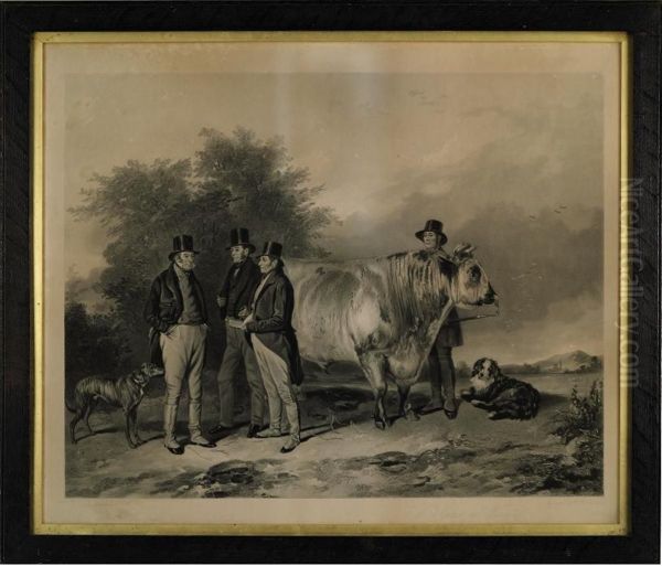 John Charles, 3rd Earl Spencer And Associates, With A Prize Bull,at Wiseton - view 1