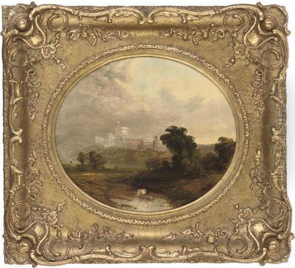 Windsor Castle, Evening, In A Painted Oval - view 1