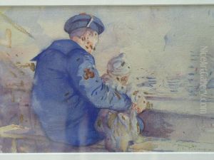 Marin Et Enfant. by Gaston Simoes De Fonseca