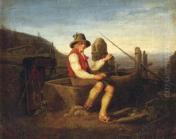 A Shepherd Resting By A Well - view 1