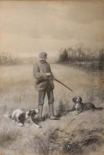 Hunter With Setters - view 1