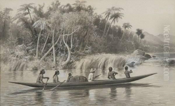 Jungle Landscape With Canoe - view 1