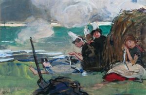 Bretonnes En Bord De Plage by Lucien Simon