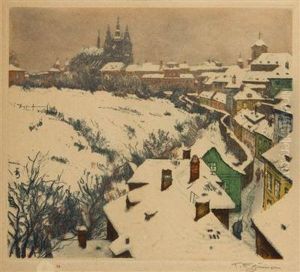 A View Of Prague Castle by Tavik Frantisek Simon