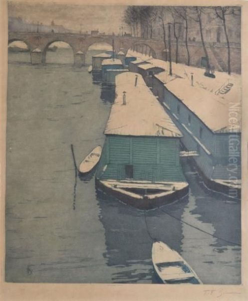 Quai A Paris Sous La Neige - view 1