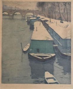 Quai A Paris Sous La Neige by Tavik Frantisek Simon
