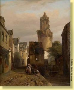 Aubord Du Moulin A Eau by Gustave Adolphe Simonau