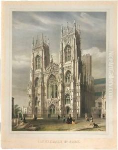 Cathedrale De York; Cathedrale De Salisbury; Cathedrale De Wells by Gustave Adolphe Simonau