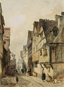 A Town View by Gustave Adolphe Simonau