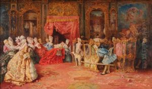Interno Con Scena In Costume Settecentesco by Attilio Simonetti