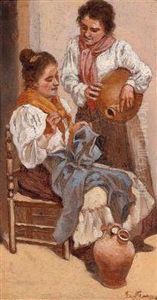 Two Womenin Conversation by Gustavo Simoni