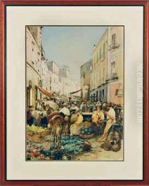 Busy Market Scene In Resina, Italy - view 1