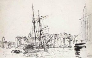 Voiliers Dans Le Port De Marseille by Michel Simonidy