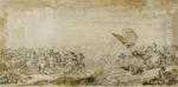 Equestrian Battle Before A City - view 1