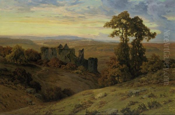 A Castle Ruin At Dusk - view 1