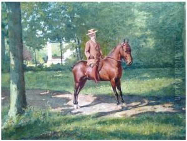 Jeune Homme Sur Son Poulain Au Bois De La Cambre - view 1
