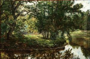 Summer Wooded Landscape With Stream by Jan Frans Simons