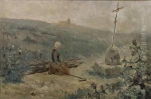 Jeune Bretonne Priant Au Retour Des Champs by Paul Simons