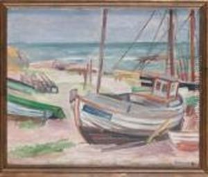 Fartyg Vid Stranden by Birger Simonsson