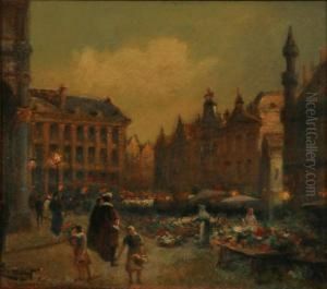 Bloemenmarkt Op Grote Marktbrussel.