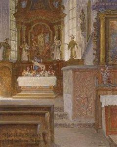 View Of The Altar Of St. Nikolaus In Bad Gastein by Stefan Simony