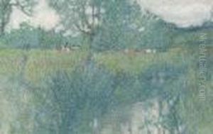 Cattle In A Water Meadow by James Simpson Alderton