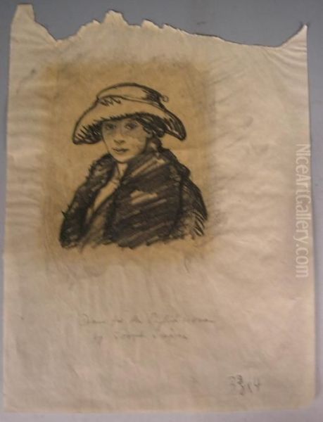 Study Of An Edwardian Lady In A Wide-brimmed Hat - view 1