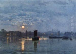 The Thames At Night by William Simpson