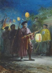 Group Of Figures At The Marriage Of The Emperor Of China, Peking by William Simpson