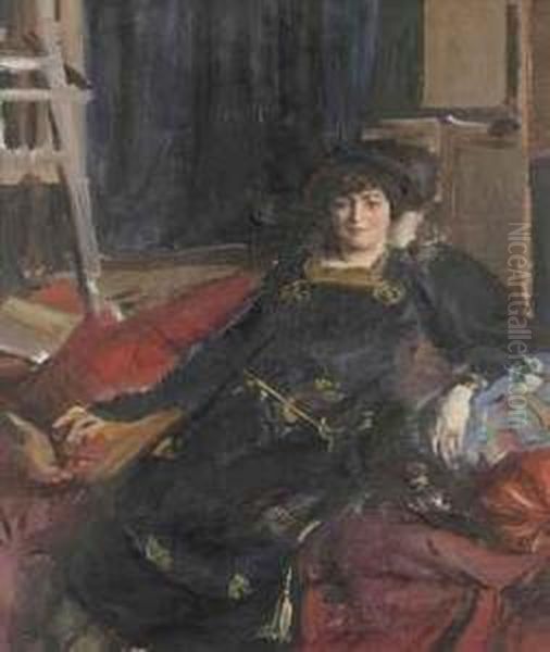 Portrait Of Mme Du Cros, In A Black Dress - view 1