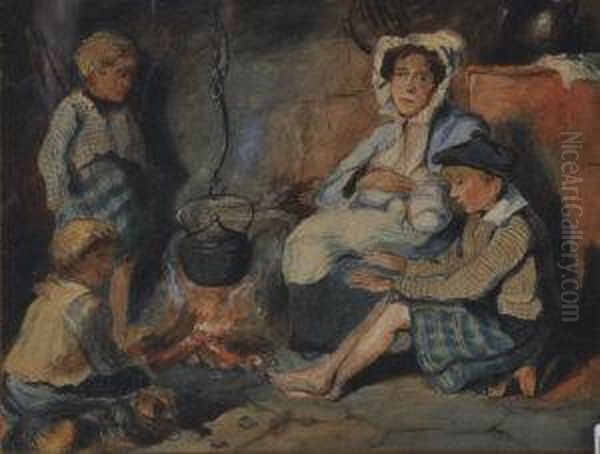 Family At The Fireside - view 1