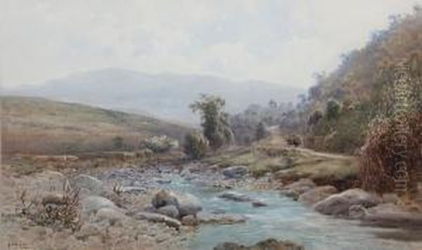 Haycart By A Mountain Stream - view 1