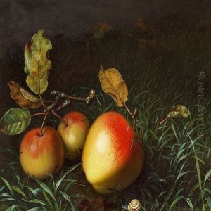 A Forest Floor With Apples And A Snail