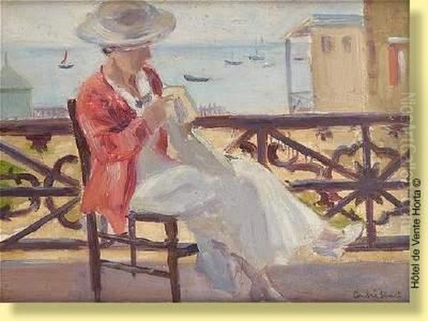 Jeune Femme A La Balustrade - view 1