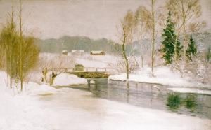 Vinterlandskap Med Gardsbruk by Andreas Singdahlsen