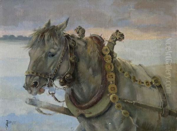 "schlittenpferd" Mit Geschmucktem Zaumzeug - view 1