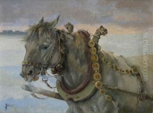 "schlittenpferd" Mit Geschmucktem Zaumzeug "schlittenpferd" Mit Geschmucktem Zaumzeug