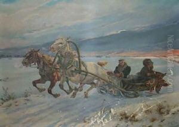 Winterlandschaft Mit Troika. Unten Rechts Signiert Und Datiert A. Singer - view 1