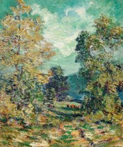 Mountainous Landscape With Trees And Cows by William Henry, Singer Jnr.