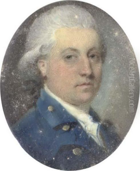 A Gentleman, In Blue Coat With Gilt Buttons, Powdered Wig - view 1