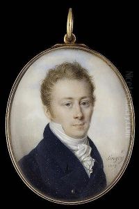 A Gentleman, Wearing Dark Blue Coat And Frilled White Cravat