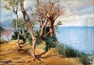 Il Vesuvio Innevato Visto Da Capri by G. Sinibaldi