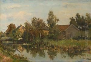 River Scene With Buildings