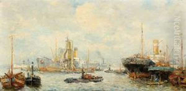 Ships In The Harbour Of Rotterdam - view 1