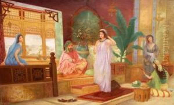 Interior Scene With Middle Eastern Figures - view 1