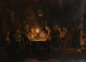 Tavern Scene, Playing Draughts Bycandlelight