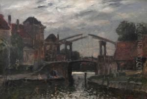 Hollandsk Stadsvy Med Bro by Carl Skanberg