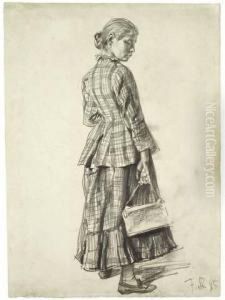 Berlinerin Mit Handtasche by Franz Skarbina